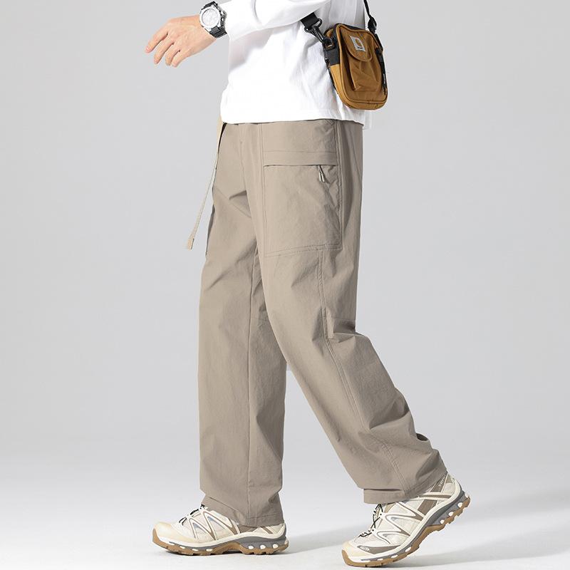 Outdoor Functional Overalls Men's Summer Thin Waterproof Moisture-absorbing Breathable Casual Pants Sports Elastic Straight Men's Pants