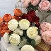 10-Head Artificial Peony Bouquet - Core-Filled Wedding & Home Décor Flower Arrangement