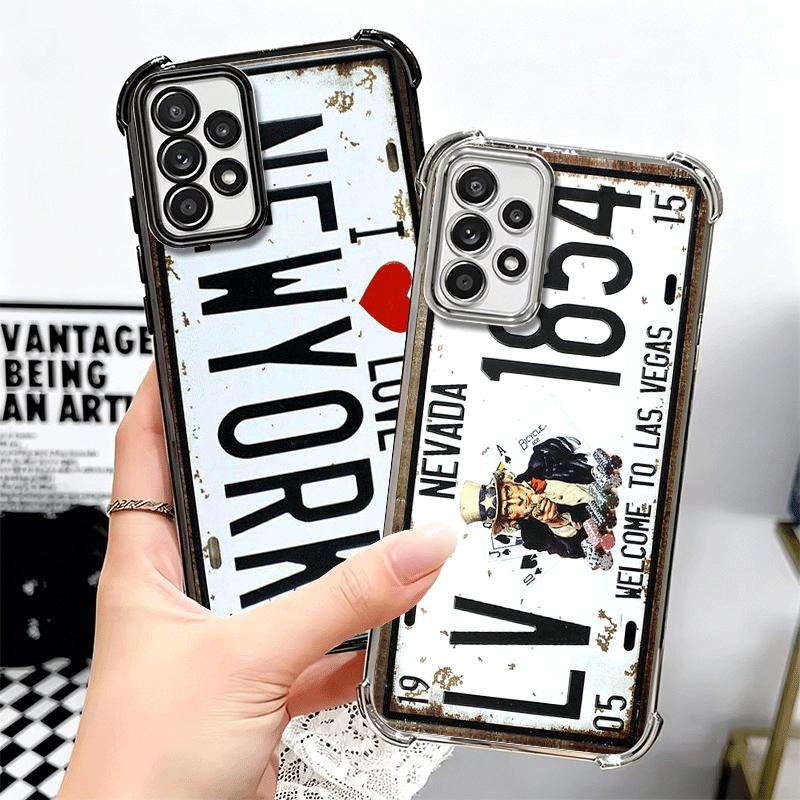 Retro Vintage License Plate Soft Phone Case For Samsung A17 A27 A07 A37 A57 A16 A56 A15 A55 A14 A54 A13 A53 A26 A36 A25 A35 A24