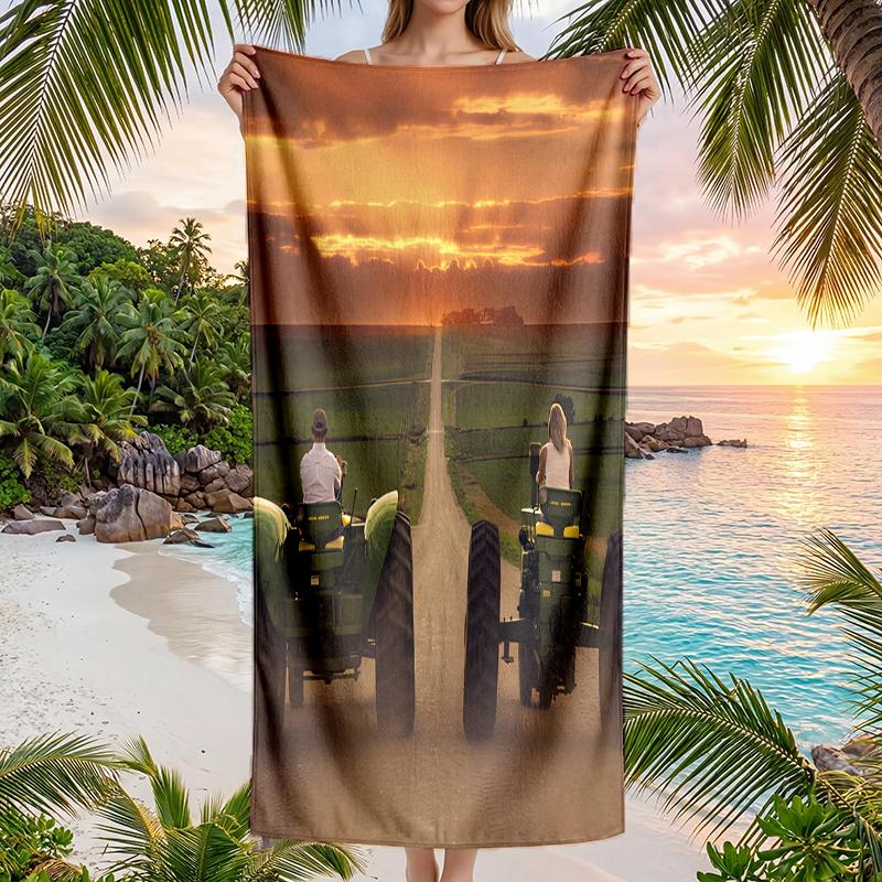 Tractor Fashion Beach Towel: Ideal for Summer Adventures Soft, Absorbent and Quick Drying Suitable for Swimming and Bathing