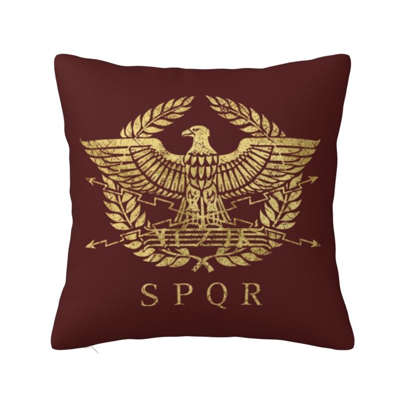 Custom Nordic Gold Roman Imperial Eagle Cushion Cover For Sofa Soft Spqr Medallion Edition Over Black Leather Pillow Case