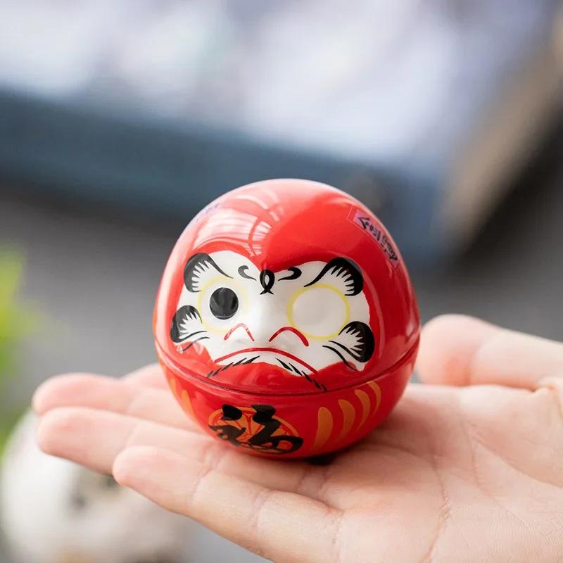 Japanese Ceramic Daruma Cartoon Lucky Cat Fortune Ornament - Home Decor Living Room Landscape Accessories Gifts