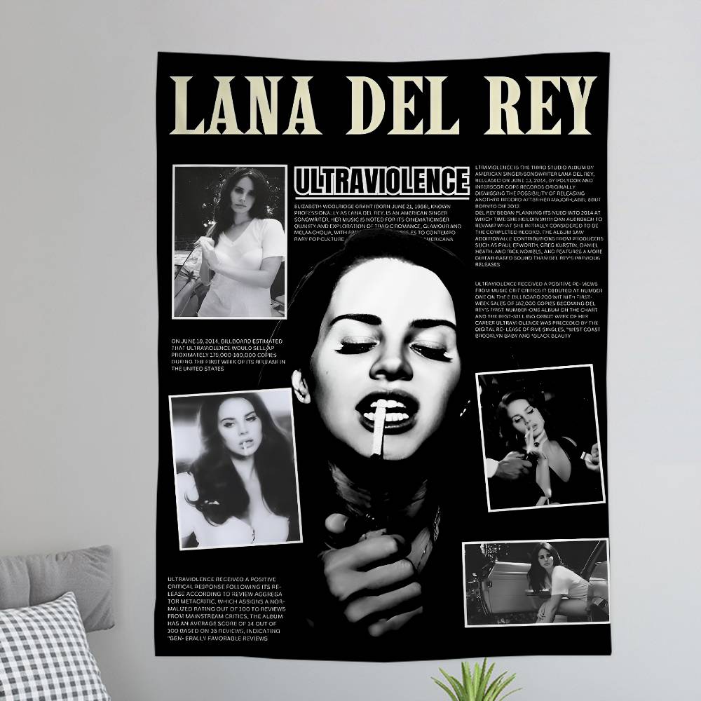Singer LLana DDel RRey Printed Large Wall Tapestry Hanging Tarot Hippie Wall Rugs Dorm Home Decor