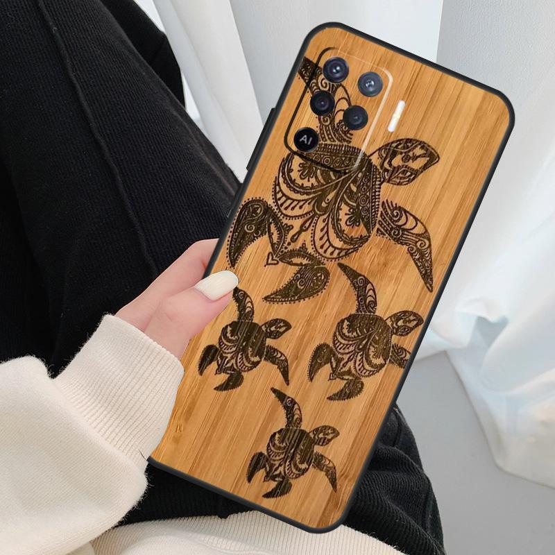 Natural Bamboo Wood Animal Print Case For Oppo A17 A57 A77 A40 A78 A54 A74 A94 A76 A16 A96 A18 A60 A80 A38 A58 A98 A15 A5 Pro
