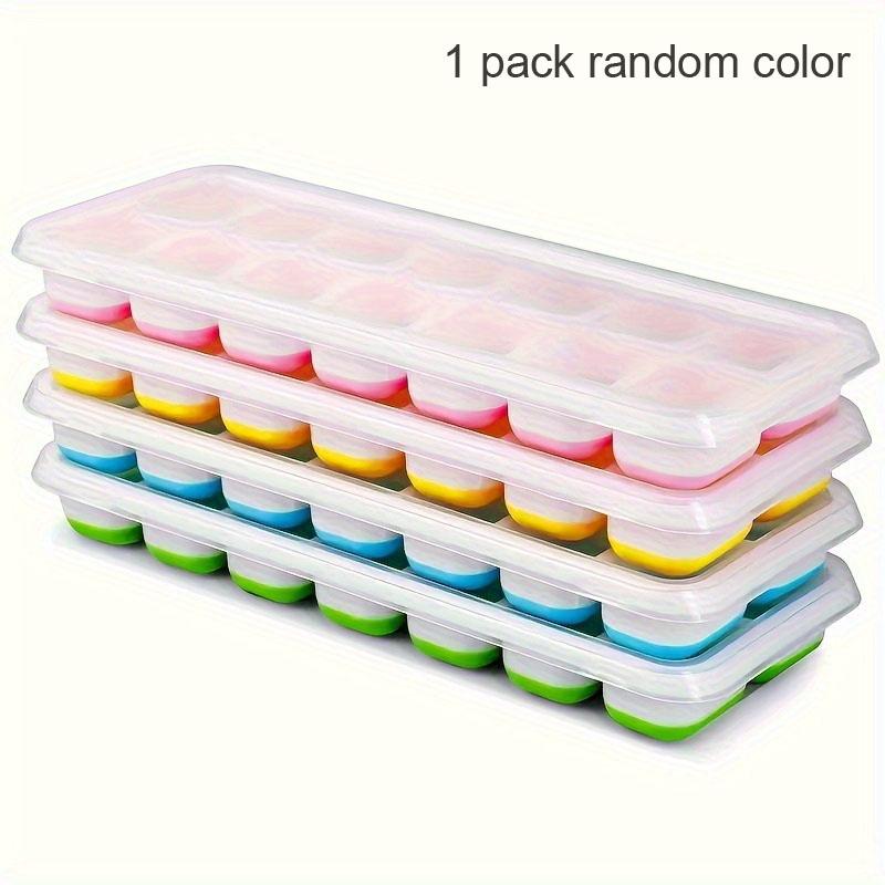 Jégkockatartók, Szilikon Könnyen Kioldható és Rugalmas 14 Kockás Tálca Fröccsenésálló Kivehető Fedéllel, Tartós és Mosogatógépben Mosható 1 pack random color white