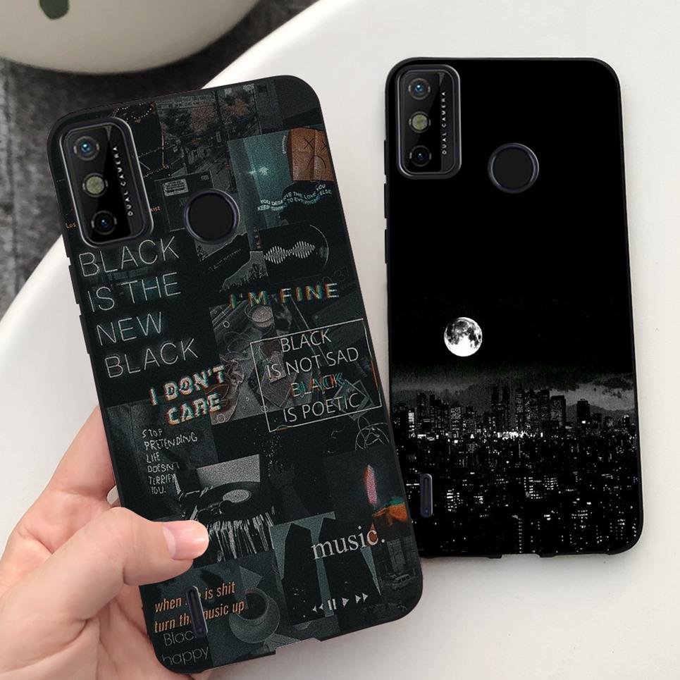 For Tecno Spark 6 Go Case KE5j KE5k Cute Astronaut Cat Night View Cover Liquid Silicone Phone Cases For Spark 6GO Bumper Fundas
