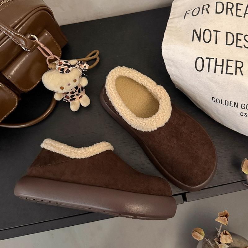 Wool Version~ Fur Integrated Snow Boots for Women, New Thick Soles In Winter, Heightened Two Women Wearing Large Potato Thickened Cotton Shoes