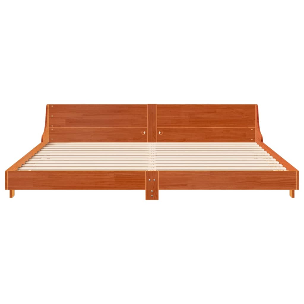 Solid Wood Bed Without Mattress Wax Brown 200x200 Pine Wood