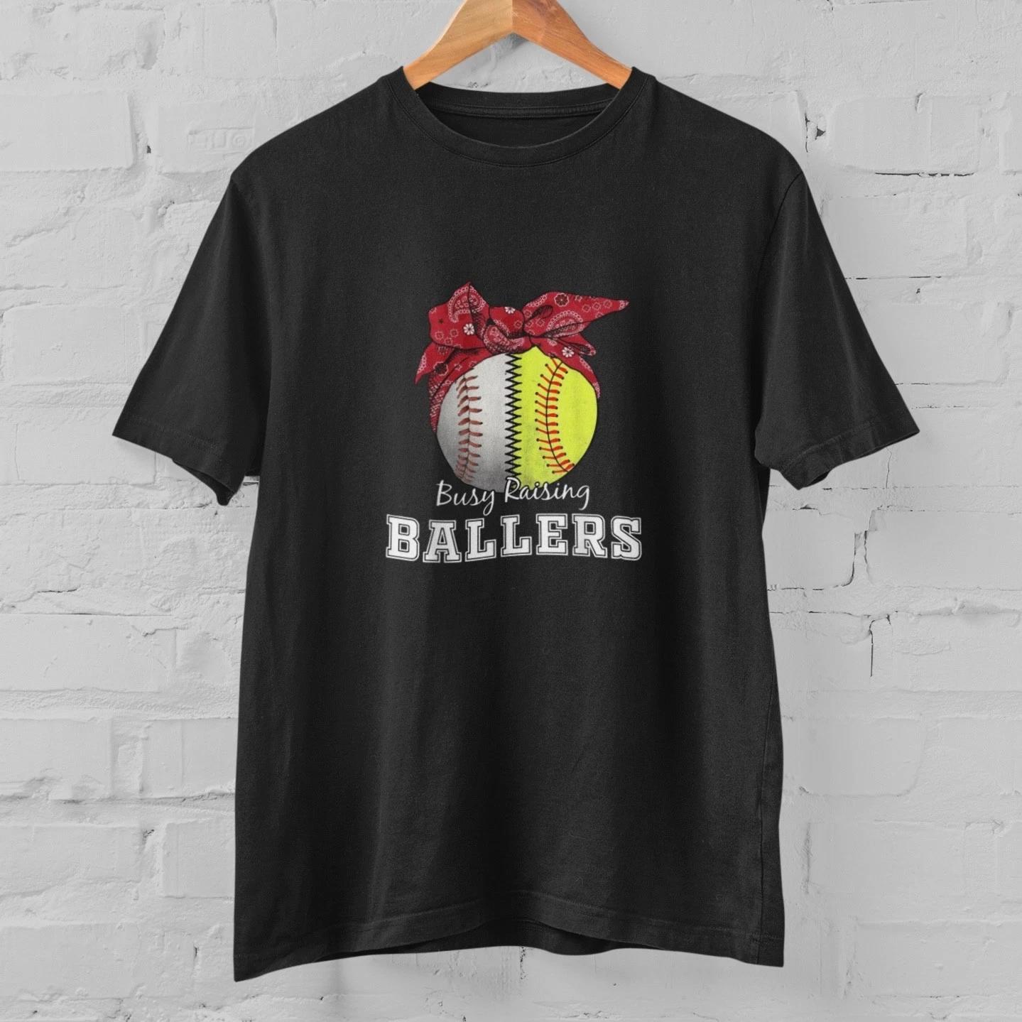 

Busy Raising Ballers Shirt Baseball Softball Mom Sports T-Shirt Gift M