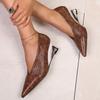 New Retro High Heels Women's Thin Heel Temperament Design Versatile Pointed French 7cm Wedge Heel Women's Shoes