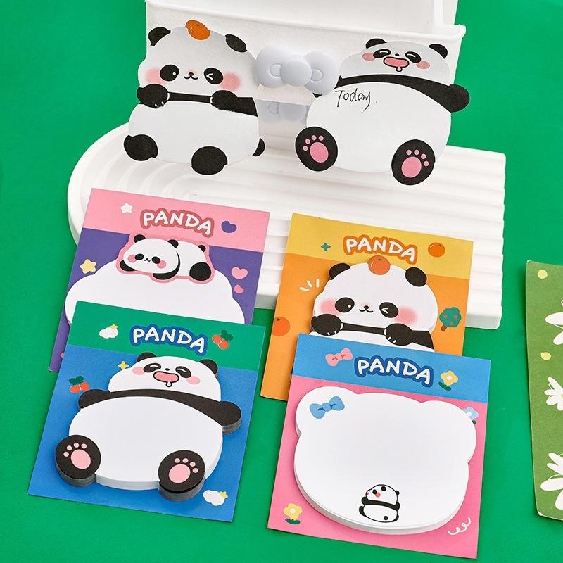 20Pcs Cartoon Special-shaped Panda Sticky Notes Cute Cartoon Reusable Memo Pads for Students Note Paper Aesthetic School Supplies