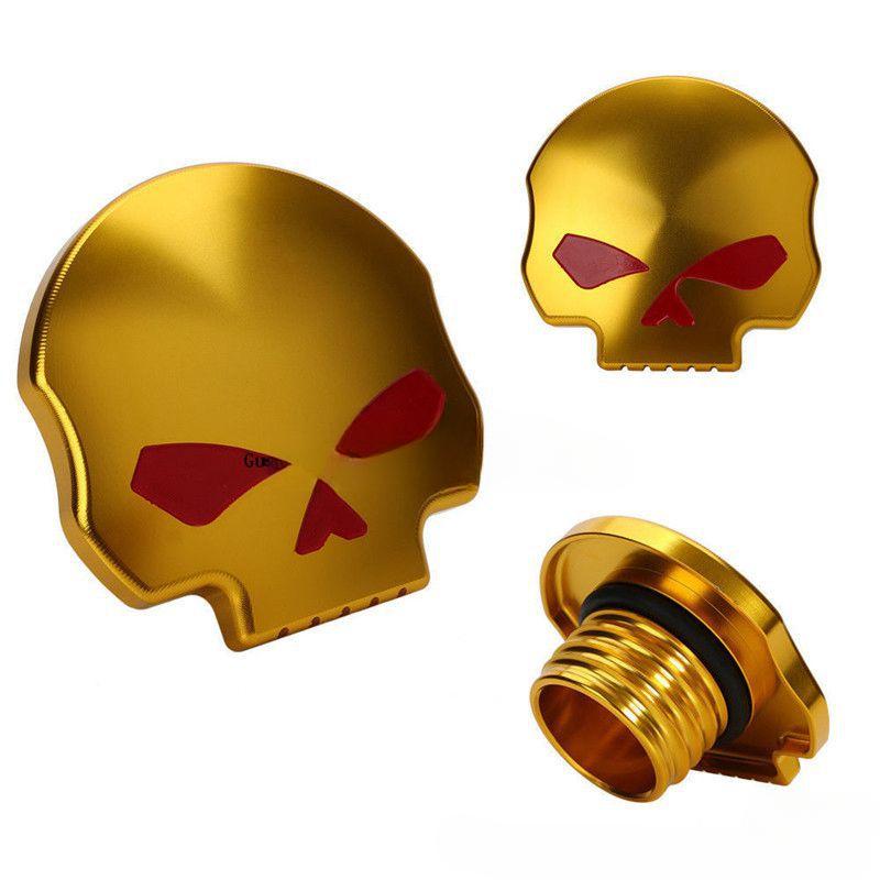 Fuel Tank Cap Skull Aluminum for Harley XL883 XL1200 Dyna Fat Boy Breakout, Motorcycle CNC Gas Cap Accessories