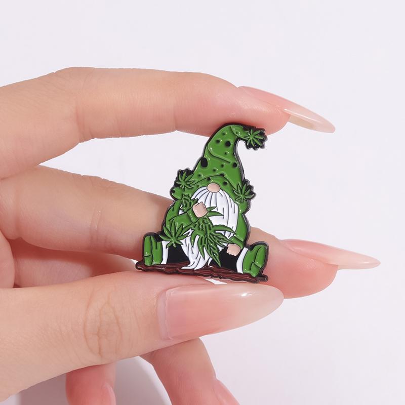 Green Cute Dwarf Enamel Pins Custom Plant Maple Leaf Brooches Lapel Badges Funny Jewelry Gift for Kids Friends