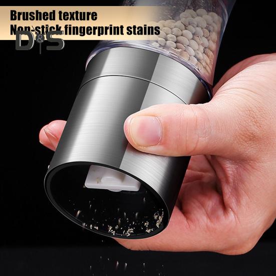 Stainless Steel Salt Grinder Adjustable Coarseness Easy To Clean Double Head 2 In 1 Grinder for Seasoning