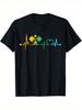 S T-Shirt With A Vintage Color Design Featuring A Heartbeat And A Humorous Pickleball Paddle