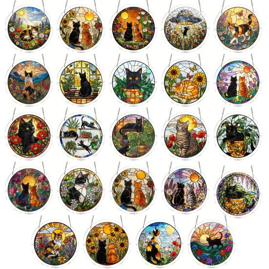 Yousheng Acrylic Puzzle Suncatcher DIY Jigsaw Puzzle Suncatcher Kit with UV Printed Design Colorful Window Hanging Ornament for Home Garden Decor