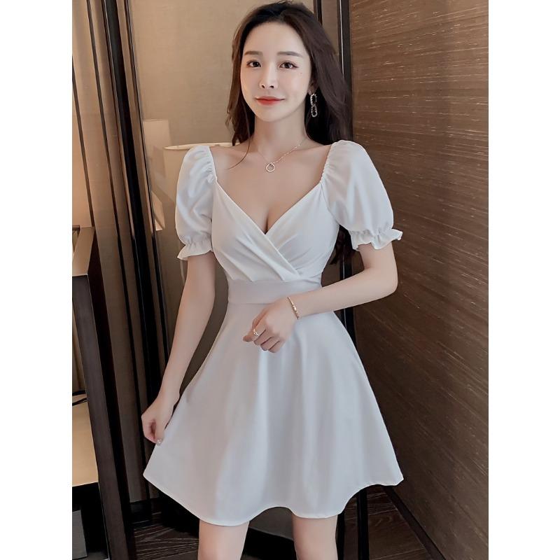 Women's Short-sleeved Deep V-neck Dress for Women, Summer New Style