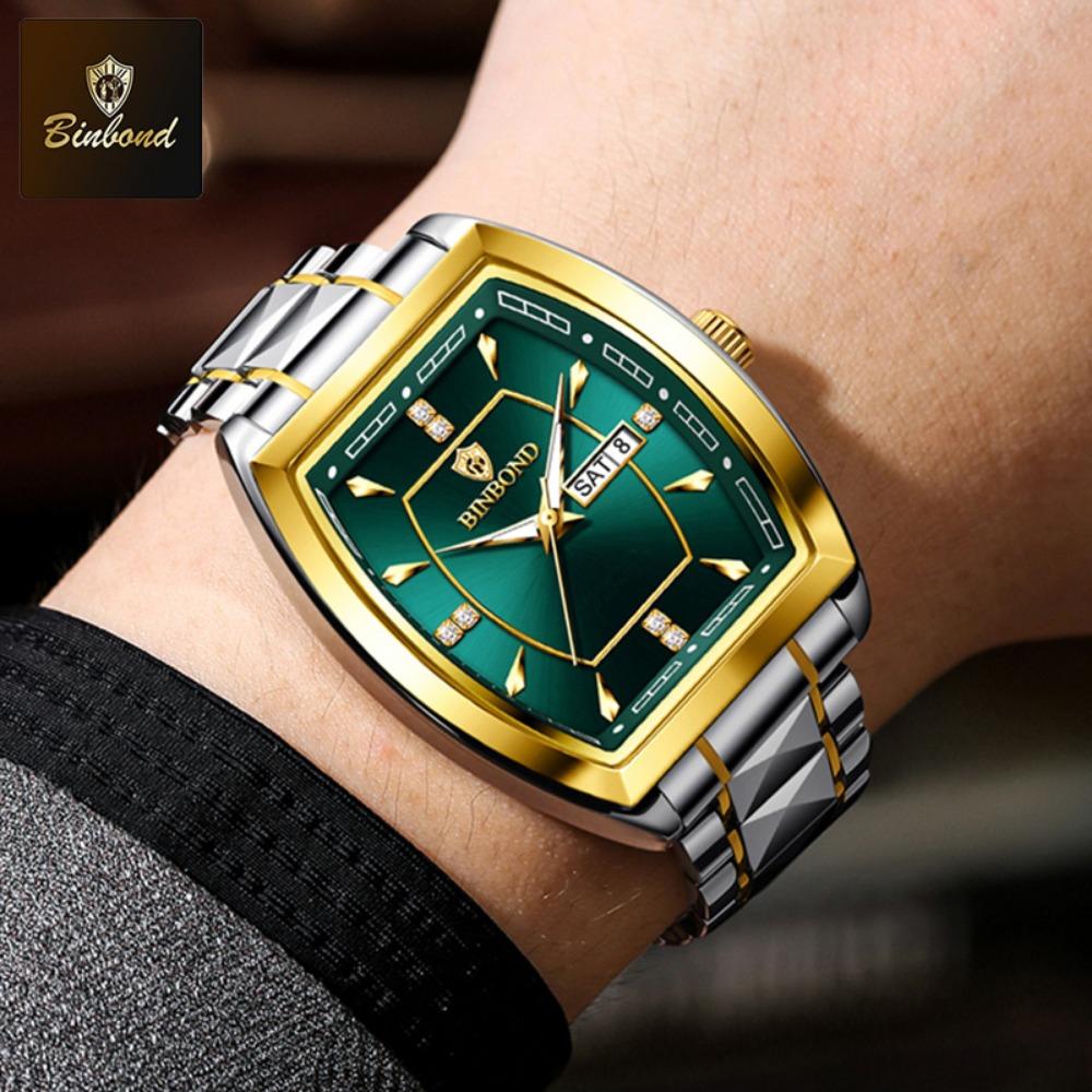 BINBOND B400 Top Brand Quartz Waterproof Watches For Men Luxury Diamond Dial Elegant Stainless Steel Luminous Business Men Watch
