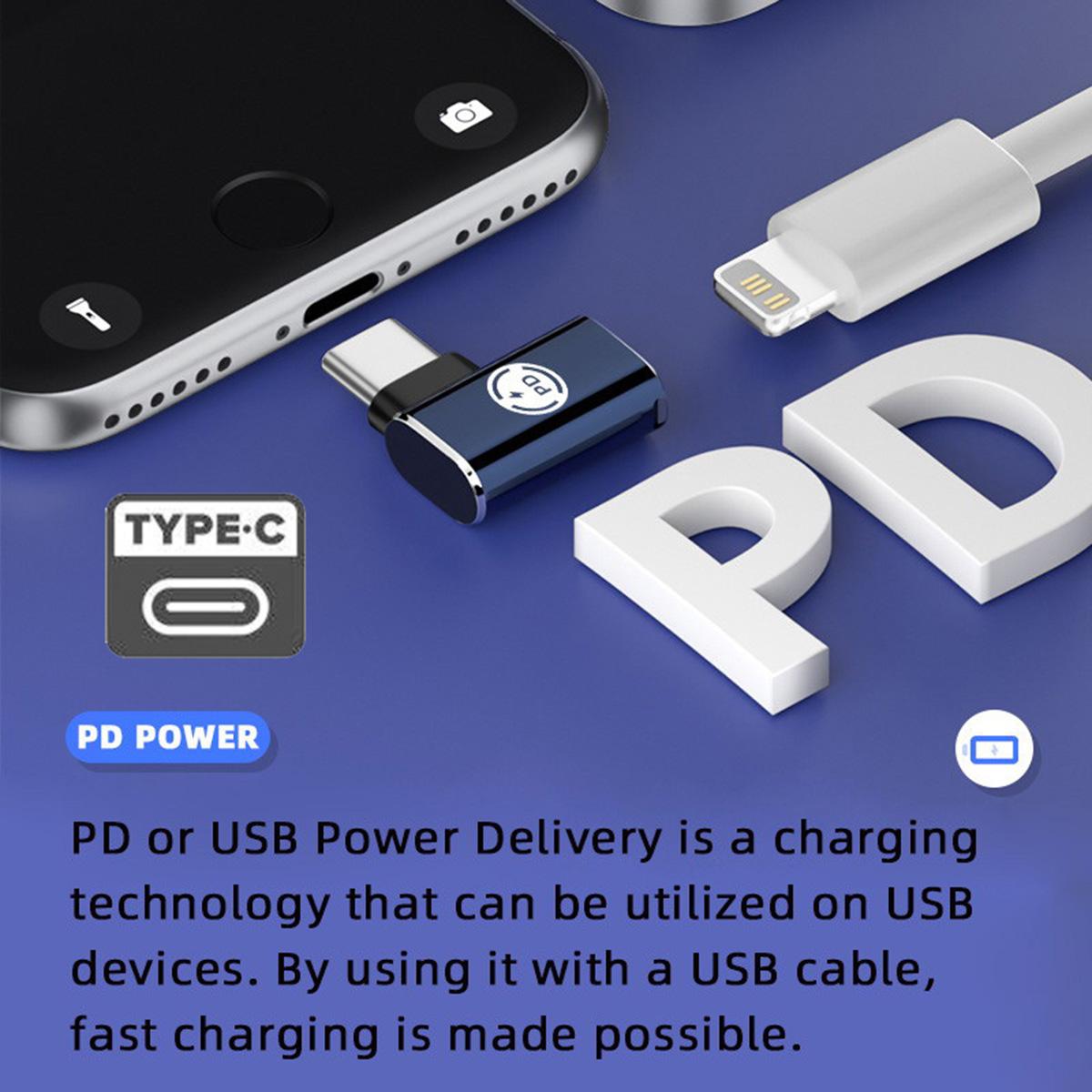 

U2-058-LT017 Angled Design USB-C Male to 8Pin Female Converter 480Mbps Data Adapter for iPhone Type-C Tablet As Shown A