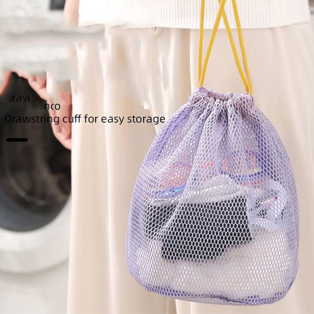 Ultra Light Makeup Storage Bag Reusable Travel Toiletry Bag Portable Mesh Drawstring Bag Beach Bag