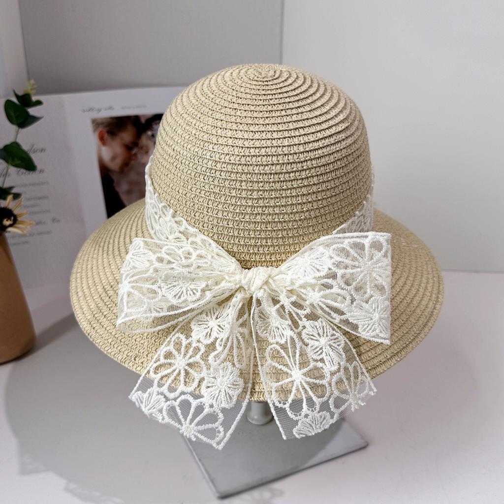 Chapeau de paille d'été petit frais chapeau de soleil tendance sangle à nœud chapeau bob de plage chapeau de soleil de voyage