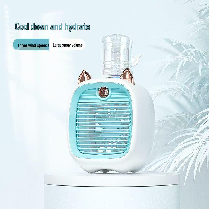 Portable Summer Fox Humidifying Spray Cool Air Desk Fan with Nezha Sticker