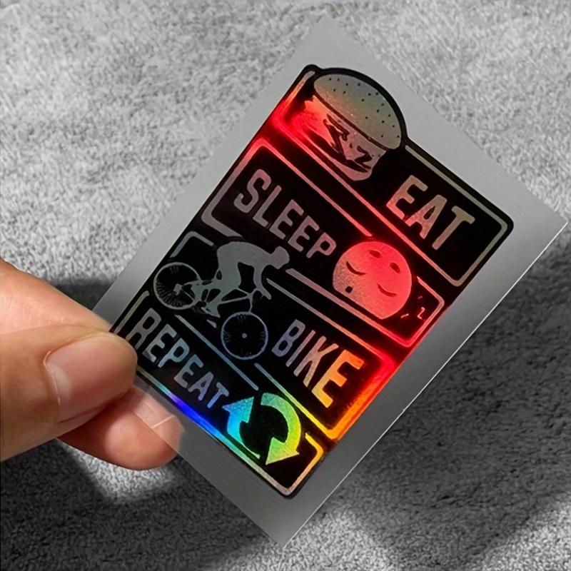 1Pc Eat Sleep Bike Repeat Sticker, Vinyl Decal for Mountain Bike Frame, Cool Decor & Accessories for Outdoor Cycling Enthusiasts