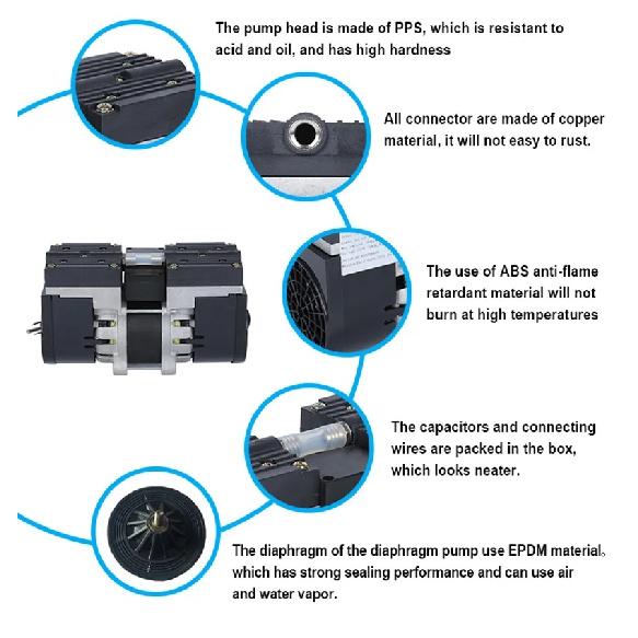GZ-101 TC-100 AC110V/220V Oillfree Diaphragm Vacuum Pump 100w Medical Mute Pump