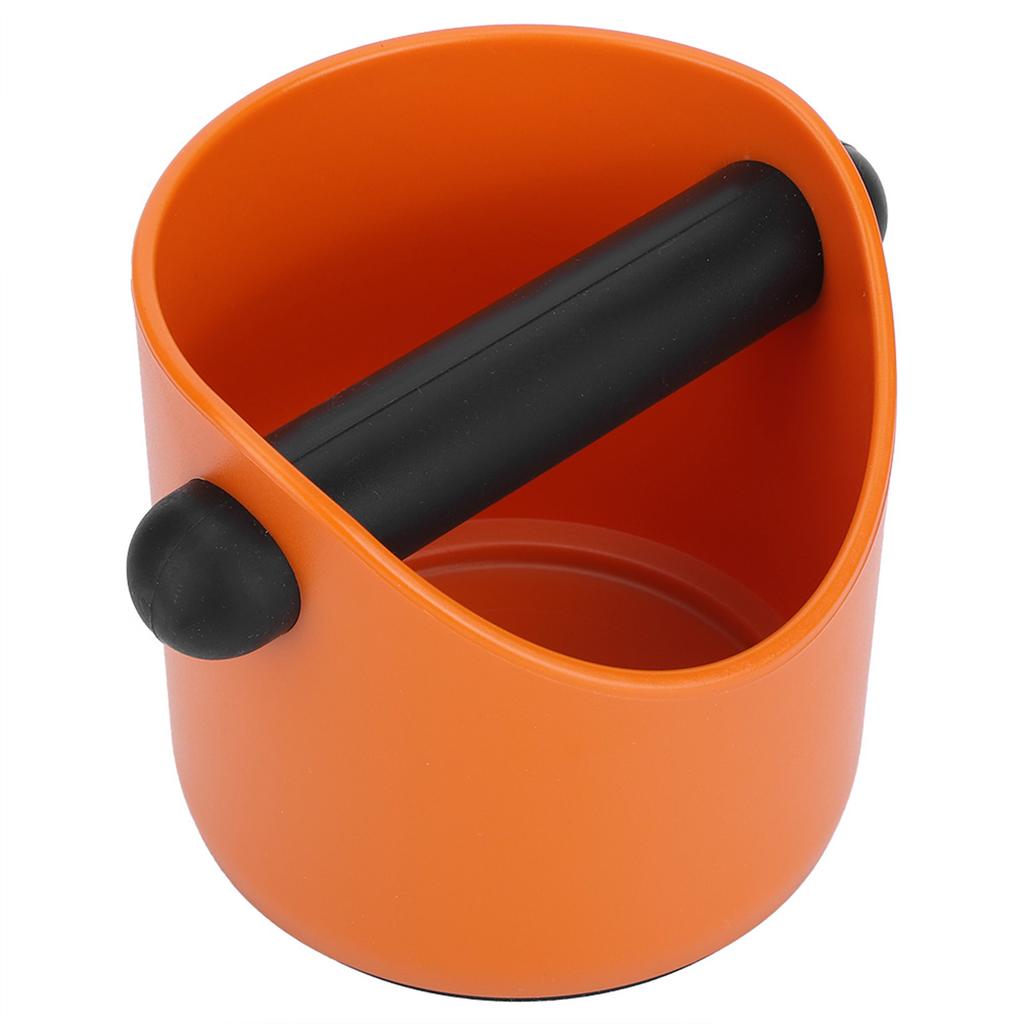 Mini Coffee Grounds Container NonSlip Straight Port Household Grind Bucket Knock Bin Box(Orange )