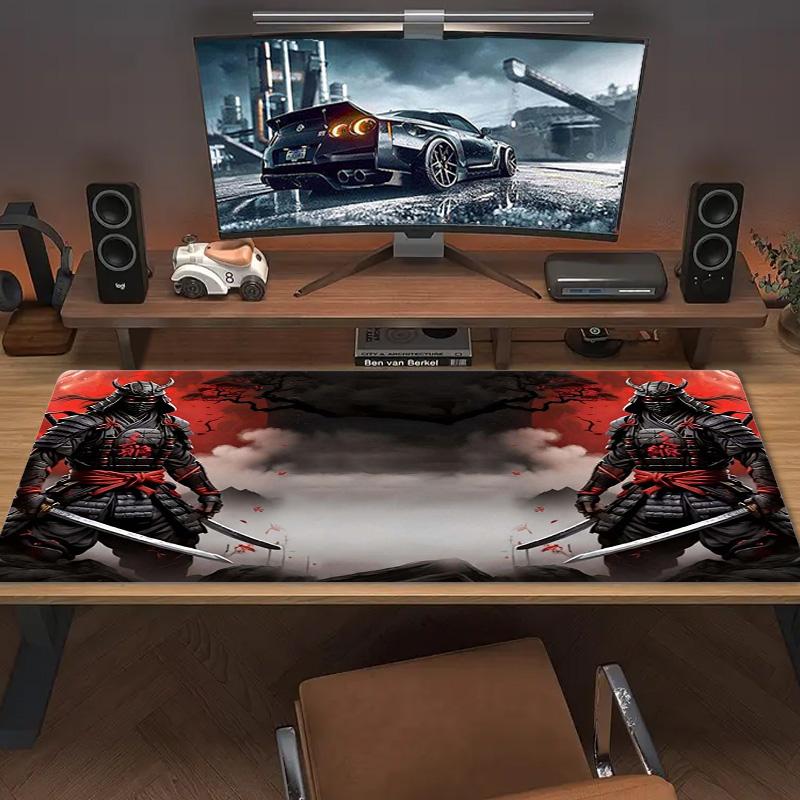 Japanese Samurai Color Mouse Pad Large Gaming Table Cushion Non-slip Laptop Tablet Big Mousepad XXL Mat Mini PC Playmat With Lock edge