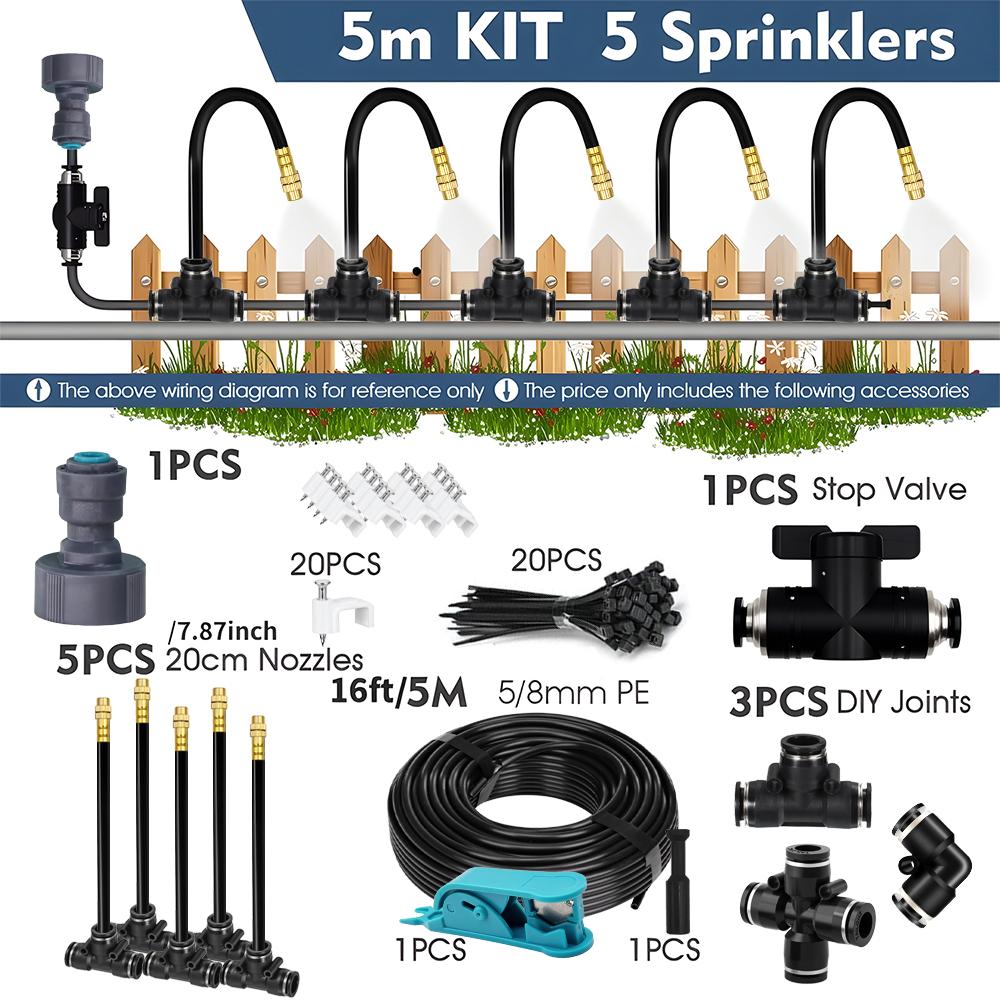 

360° Free-bend Misting Nozzle 5-30m 1/4 4/6mm Garden Misting Cooling System Adjustable Atomizer Sprayer Outdoor Watering Kits