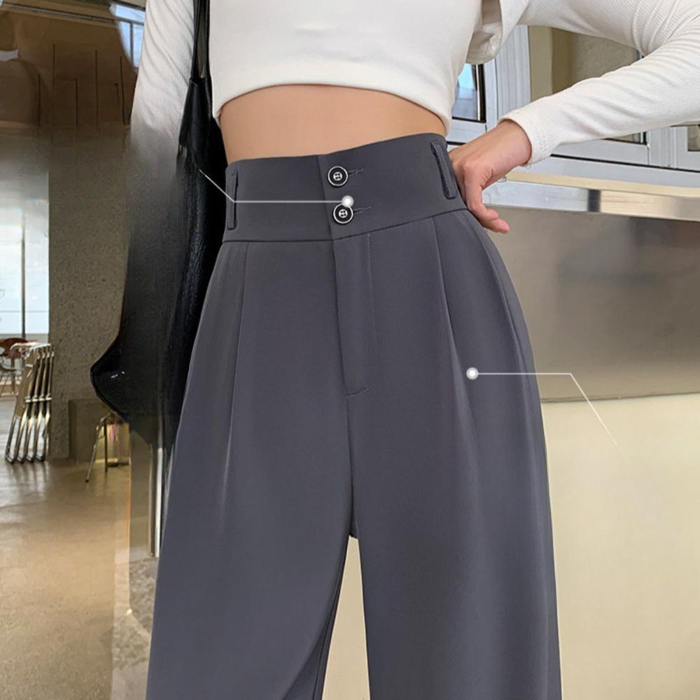 Women's High Waist Wide Leg Long Pants Straight Leg Long Suit Trousers For Spring Casual Daily Wear