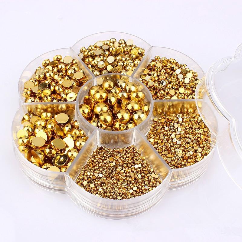 

Gold & Silver Half-Round Imitation Pearls (2-10mm) Flat-Back Plastic Beads for DIY Jewelry and Decoration 3100 pieces, mixed sizes 2-10mm срібний
