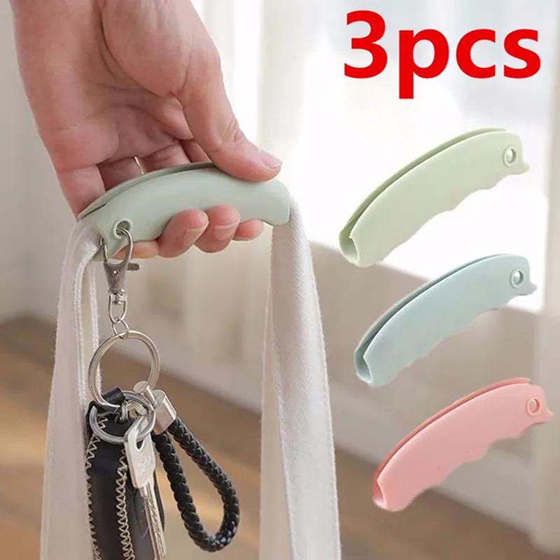 3Pcs Portable Silicone Bag Lifter Carrier Shopping Grocery Bag Holder Clips Handle Carrier Protect Hands Trip Labor Saving Tool