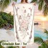 Butterflies Ferns Theme Quick Dry Beach Towel Custom Name Text Print Large Sand Resistant Towel Beach Vacation
