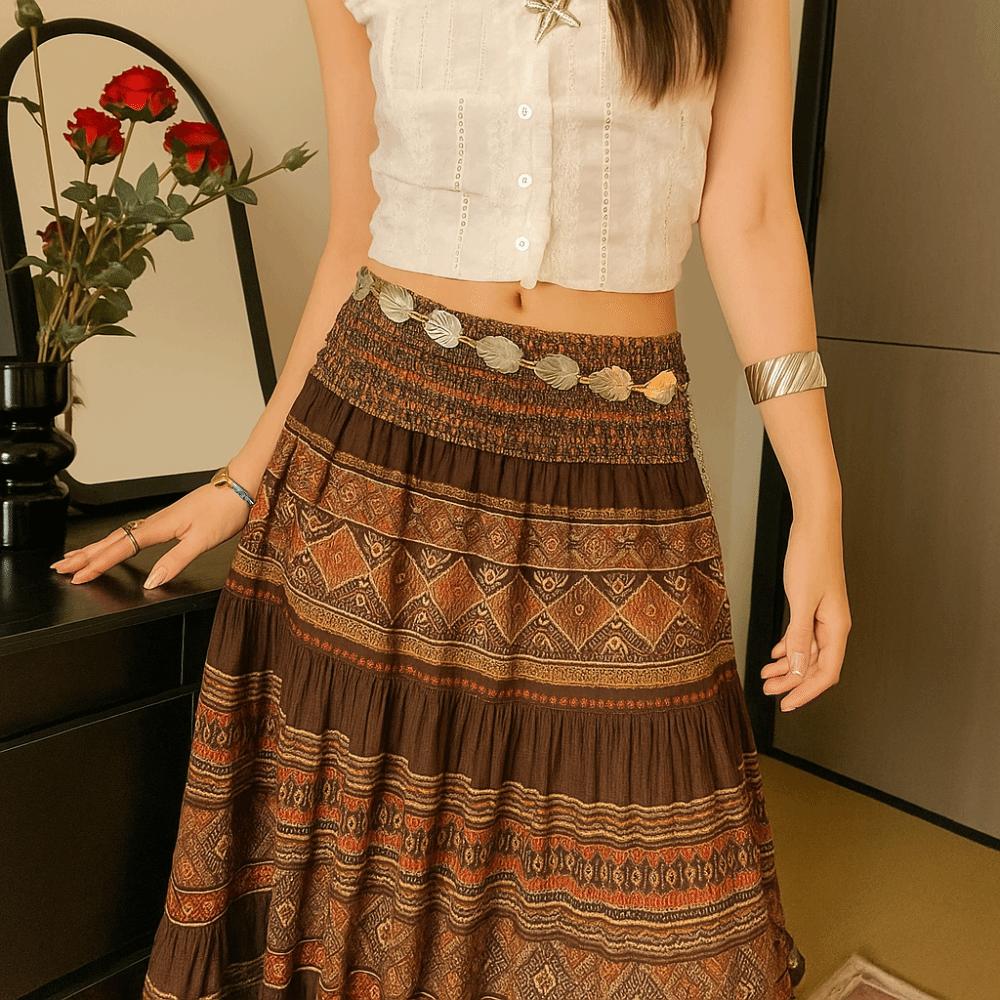 Ethnic Style Cotton and Linen Woven Belt Thin Silver Leaves Waist Chain  Spicy Girls