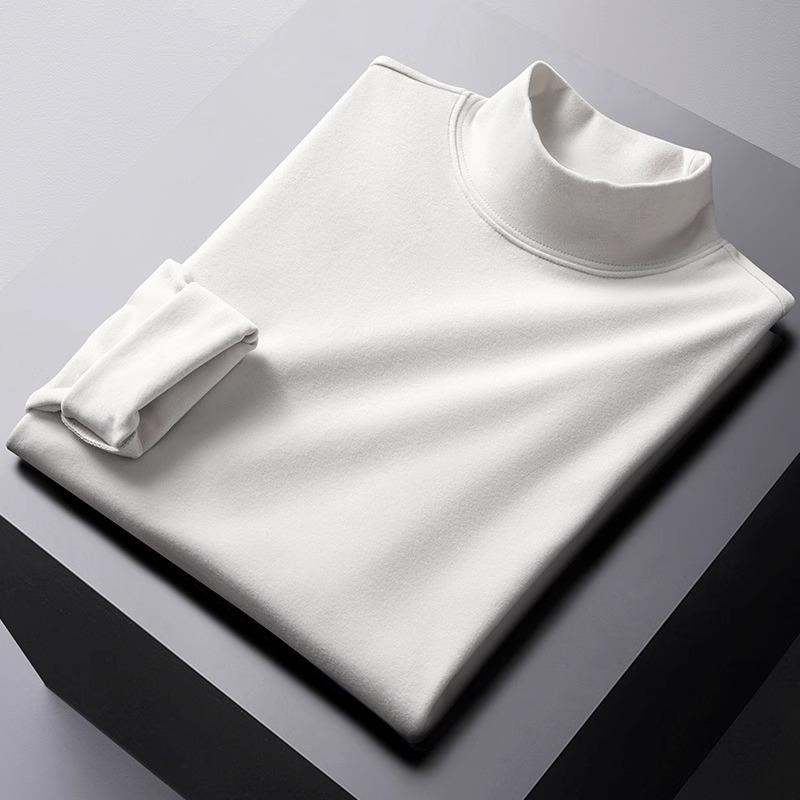 Men s German Velvet Double-Sided Long-Sleeve Top Slim Fit Turtleneck for Autumn/Winter M белый