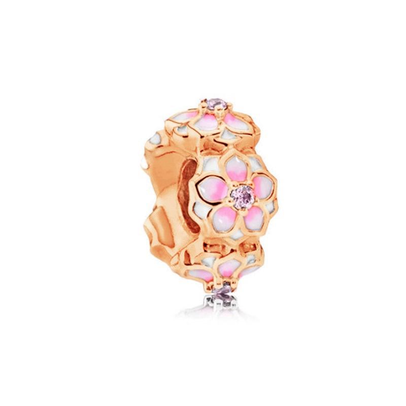 Charms Diy Women Jewelry Gift Sparkling Rose Gold Flowers & Hearts Family Tree Daisy Flower Beads Fit Original Bracelet