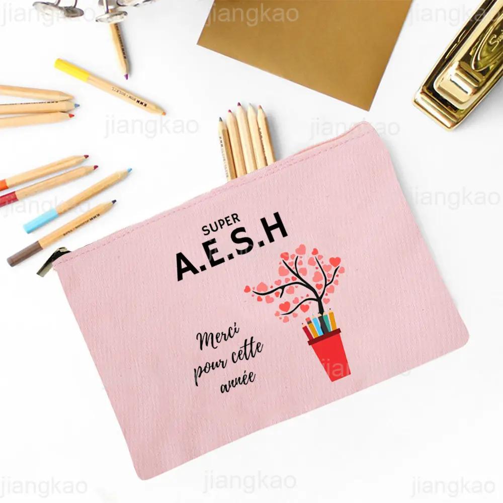 Merci AESH Printed Makeup Bag Travel Toiletry Organizer Female Neceser Cosmetic Pouch  School Pencil Bags Best Gifts for AESH