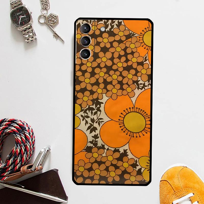 70s hippie  Psychedelic floral Case For Samsung Galaxy S25 Ultra S20 S21 S22 S23 Plus S24 Ultra S9 S10 S25 FE Cover Coque