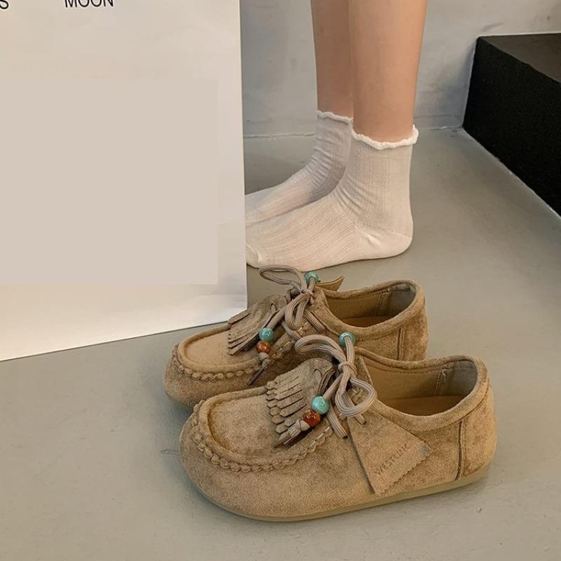 Moda retrô outono feminino solas macias não cansam, sapatos canguru, sapatos únicos e sapatos Doudou.