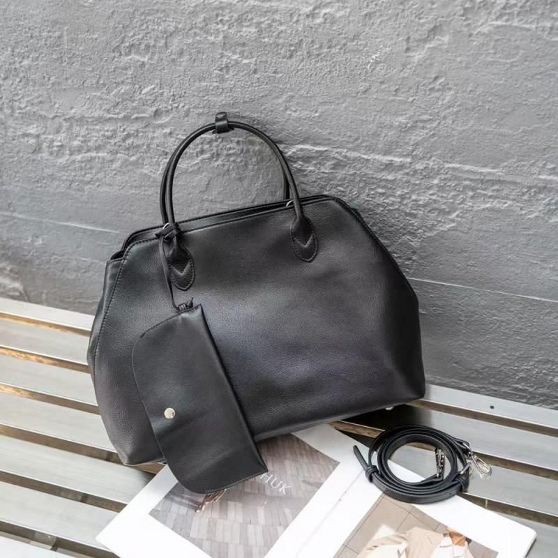 

Large Capacity Leather Tote Bag Women Crossbody Top Layer Cowhide Natural Drop Handbag 41x17x27CM чорний