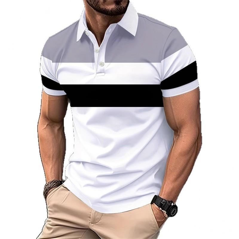 Mens Relaxed Fit Pique Polo Shirt With Button Breathable Casual Short Sleeve Top Office Daily Wear