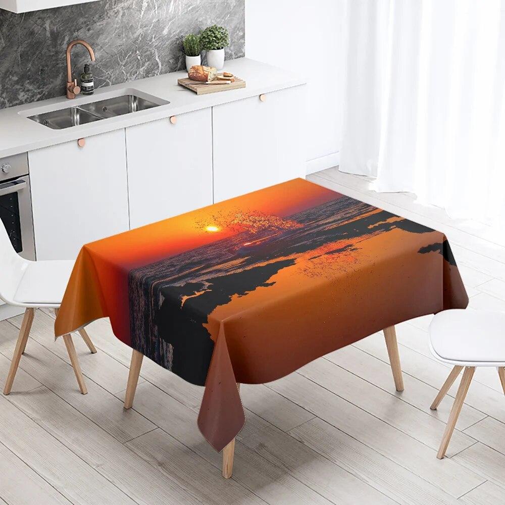 Sunset Evening Glow Scenery Table Cloth Wedding Party Restaurant Banquet Decor Stain Resistant Waterproof  Home