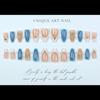 Pack Of 1Set French Style 3D Bows Blue Green Gradient Almond Shape Fake Nail ABS Material For Women