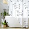Dachshund Shower Curtain 1Pc Polyester 2D Flat Print 70.8X70.8" Black Line Art On White Background Grommet Top