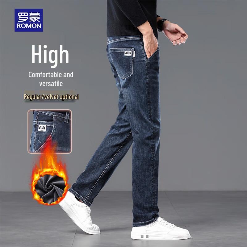 

ROMON Мужские осенне-зимние джинсы прямого кроя слим-фит 34