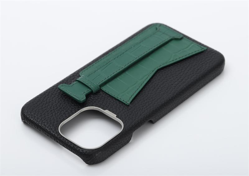 2023 Luxury Pebbled Leather Mobile Back Cover Phone Case With Credit Card Holder Finger Strap for Iphone 14 15 16 Plus Pro Max
