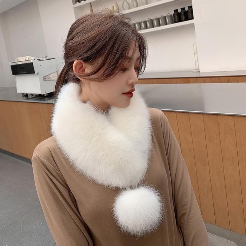 Faux Furs Scarf Winter Warm Neck Wrap Furry Neck Scarf for Office Daily Wear
