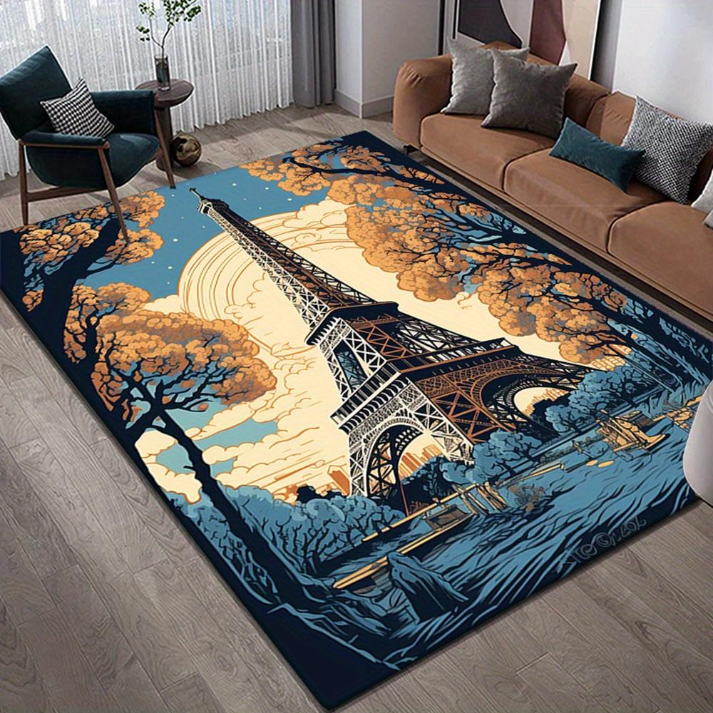 

Eiffel Tower Printed Carpet Large Non-Slip Area Carpet-Crystal Velvet Polyester Carpet-Bedroom, Living Decoration 50x80cm